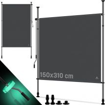Store à pinces Store vertical extérieur extensible & opaque Store vertical avec manivelle sans perçage Anthracite, 150 x 310 cm - Kesser