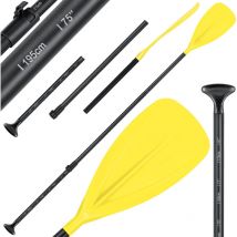 Paddle - 3-pièces pour Kayak sup Stand-Up Paddling Board Pagaie fixe Réglable télescopique 165cm-215cm Aluminum pour Stand Up Paddle Kayak Jaune