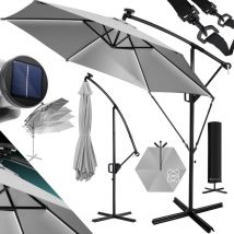 Kesser - Parapluie led Solaire + Couverture avec manivelle Protection uv Aluminium avec interrupteur marche/arrêt Hydrofuge - Parasol 350cm / Gris