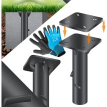 Métal Plaque de sol universelle Support pour parasol - Parapluie - Parapluie à manivelle Ancrage au sol Gants inclus Anthracite - Kesser
