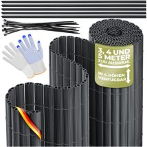 Kesser Pvc Sichtschutzmatte Sichtschutzzaun Balkonverkleidung Windschutz Wetterfest Verstärkten Lamellen Für Garten Balkon Terrasse Outdoor Schwarz / 