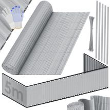 Pvc Sichtschutzmatte Sichtschutzzaun Balkonverkleidung Windschutz Wetterfest verstärkten Lamellen für Garten Balkon Terrasse Outdoor Hellgrau / 160 x