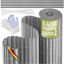 Kesser Pvc Sichtschutzmatte Sichtschutzzaun Balkonverkleidung Windschutz Wetterfest Verstärkten Lamellen Für Garten Balkon Terrasse Outdoor Hellgrau /