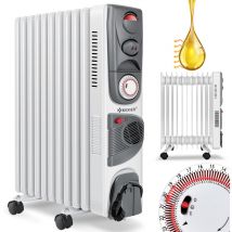 Kesser - Radiatore a olio - riscaldatore elettrico 2500W radiatore a olio riscaldatore elettrico timer mobile ventilatore spegnimento automatico