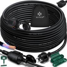 Rallonge avec capuchon de protection Outdoor - pour intérieur extérieur - Rallonge câble électrique - 230 v IP44 - avec fiche Schuko Noir / 25m