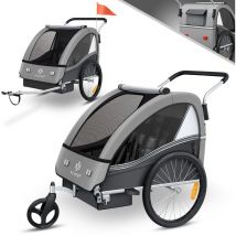 Remorque pour enfants Remorque vélo Sport-RX 2 en 1 fonction jogger Remorque vélo pour enfants + ceinture de sécurité 5 points 360° roue avant Jogger