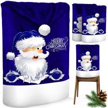 KESSER Premium Set coprisedia natalizio coprisedia cappello di Babbo Natale decorazione natalizia per sedie coprisedia blu / bianco / 6 pezzi