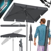 Sonnenschirm Rechteckig Inkl. 2in1 Abdeckung & Transporttasche Gartenschirm Terrassenschirm Schirm 200 × 125cm für Balkon Garten & Terrasse Anthrazit