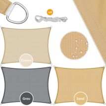 Sonnensegel Sonnenschutz Windschutz hdpe Gewebe wasserabweisend & windabweisend 5-Fach quer vernäht robust & stabil Schattenspender Rechteck / Sand /
