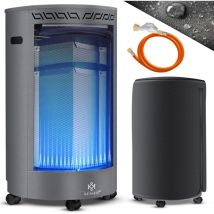Riscaldatore a gas ceramico 4200 Watt, incl. regolatore di pressione/tubo/coperchio di protezione, Riscaldatore radiante a Gas, Grigio - Kesser
