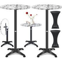 Kesser - 2in1 Table haute pliante Table de bistrot Aluminium Plateau inox Hauteur réglable 70cm / 115cm Table de fête Table In & Outdoor Mariage