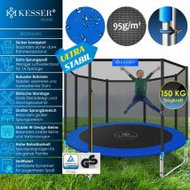 Kesser - Trampolin tüv Rheinland gs Zertifiziert Komplettset mit Sicherheitsnetz Leiter Randabdeckung & Zubehör Kindertrampolin Gartentrampolin Blau