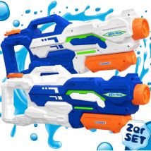 Wasserpistole 2er Set Wasserpistolen Spritzpistolen Reichweite 10-11 Meter Fassungsvermögen 1500ml Wasserspaß Strand Spielzeug im Freien Blau / Weiß