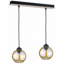 Keter Lighting - Keter Ambre Bar Pendant Ceiling Light Wood, 50cm, 2x E27