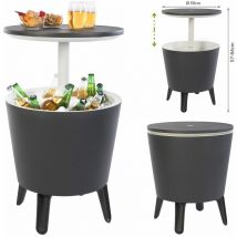 Keter - Beistelltisch Getränkekühler Cool Bar Cocktailtisch Partytisch Stehtisch Garten Balkon 50x57-85 cm 30 l anthrazit - weiß