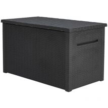 Coffre de rangement Java xxl, coffre en résine style osier, résistant, verrouillable, Graphite - 870L - 147x83x86 cm - Keter