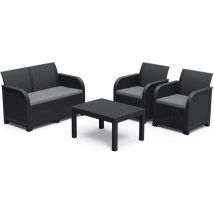 Keter Conjunto de Jardín Sanremo con Dos sillones y sofá de 2 plazas con Mesa Auxiliar, Resina imitación ratán Trenzado.