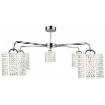 Keter Lighting - Keter Diament Multi Arm Semi Flush Ceiling Light Silver, 60cm, 5x E27