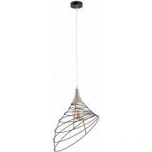Keter Lighting - 101 Ben Wire Frame Suspension Plafonnier Noir, Bois, 29cm, 1x E27