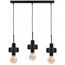 Keter Lighting - 1045 Unica Bar Suspension Plafonnier Noir, 60cm, 3x E27