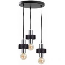 Keter Lighting - 1051 Unica Cluster Suspension Plafonnier Noir, Argent, 35cm, 3x E27