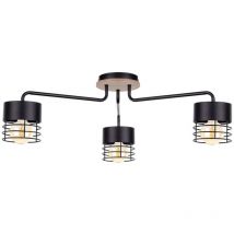 1149 Plafoniera semi-incasso Casa Multi Arm nera, legno, 70 cm, 3x E27 - Keter Lighting