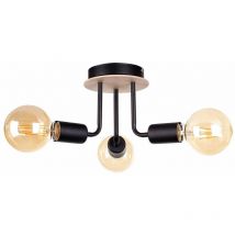 Keter Lighting - 1190 Luna Plafonnier semi-encastré à bras multiples Bois, Noir, 25 cm, 3x E27