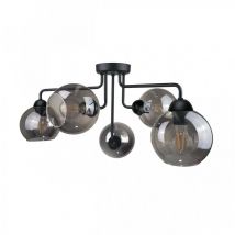 Keter Lighting - 1198 Cosmo Multi Brazo Semi Empotrado Plafón Negro, 70cm, 5x E27