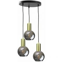 1245 Supra Cluster Pendelleuchte Schwarz, Gold, 30cm, 3x E27 - Keter Lighting