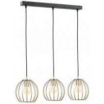 Keter Lighting - 1248 Globe Bar Suspension Plafonnier Noir, Or, 60cm, 3x E27