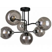 Keter Lighting - 1252 Cosmo Plafonnier semi-encastré à bras multiples Noir, Argent, 55cm, 6x E27