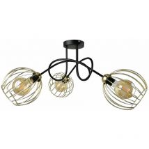 Keter Lighting - 1282 Plafonnier Mig Multi Arm Semi Flush Noir, Or, 70cm, 3x E27