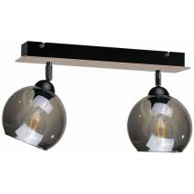 Keter Lighting - 1335 Wood Twin Plafonnier Spot Noir, 50cm, 2x E27