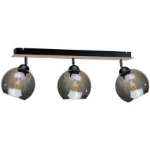 1336 Faretto da soffitto in legno, barra nera, 60 cm, 3x E27 - Keter Lighting