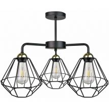 Keter Lighting - 1408 Foskal Semi Plafonnier Noir, 44cm, 3x E27