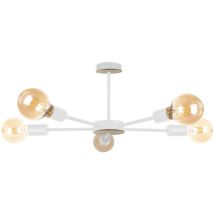 1468 Sun Multi Arm Lampada da soffitto semi-incasso in legno, bianca, 48 cm, 5x E27 - Keter Lighting
