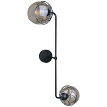 Keter Lighting - 1521 Lampada da parete Mera nera, 23 cm, 2x E27