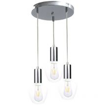 1620 Verre Cluster Sospensione Plafoniera Argento, 30cm, 3x E27 - Keter Lighting