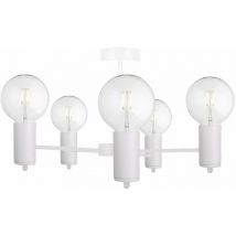 Keter Lighting - 1714 Arde Plafonnier semi-encastré à bras multiples Blanc, 60cm, 5x E27