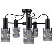 Keter Lighting - 1769 Plafonnier Inger Multi Arm Semi Flush Noir, 60cm, 5x E27
