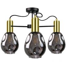 1784 Kari Multi Arm Lampada da soffitto semi-incasso nero, oro, 60 cm, 3x E27 - Keter Lighting