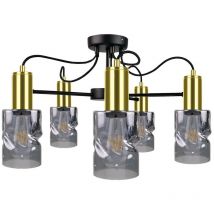 1789 Plafoniera semi-incasso Inger Multi Arm Nero, Oro, 60 cm, 5x E27 - Keter Lighting