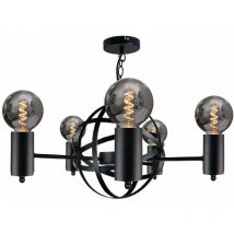 1904 Solar Pendelleuchte Schwarz, 60cm, 5x E27 - Keter Lighting