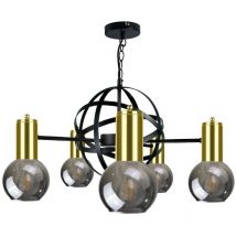1906 Plafoniera Planet Sospensione Nera, Oro, 60cm, 5x E27 - Keter Lighting