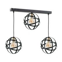 192 Plafoniera a sospensione Pola Bar nera, oro, 65 cm, 3x E27 - Keter Lighting