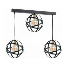 192 Pola Bar Lámpara de Techo Colgante Negro, Dorado, 65cm, 3x E27 - Keter Lighting