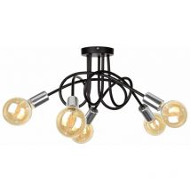 Keter Lighting - 1922 Plafonnier Rumba Multi Arm Semi Flush Noir, Argent, 50cm, 5x E27