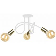 Keter Lighting - 1925 Plafonnier Rumba Multi Arm Semi Flush Blanc, Or, 50cm, 3x E27