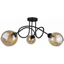 Keter Lighting - 1975 Plafonnier semi-encastré Venus à bras multiples noir, 70 cm, 3x E27