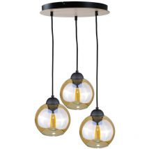 2021 Ambre Cluster Lampada da soffitto a sospensione in legno, 30 cm, 3x E27 - Keter Lighting